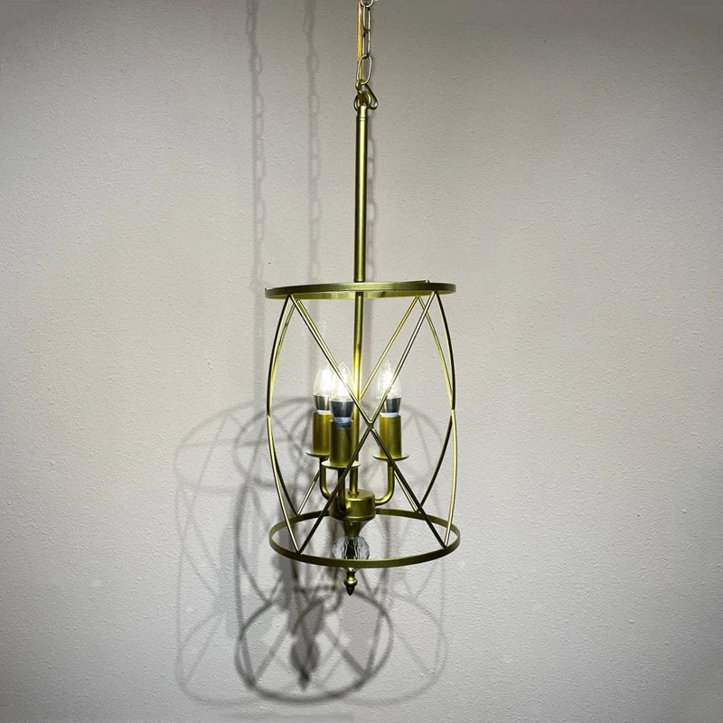 lustre industriel rétro en cristal trois têtes suspension - vue 8 sur 8