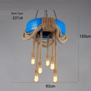 Vintage industrial hemp rope pendant light
