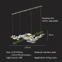 lustre led postmoderne en acier inoxydable pour villa