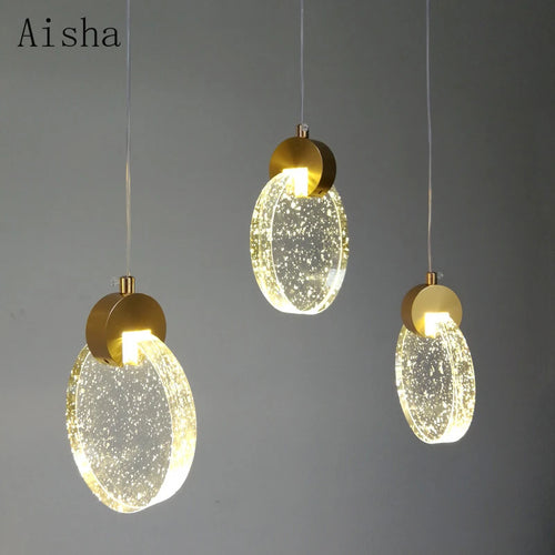 suspension en cristal moderne créative avec éclairage led