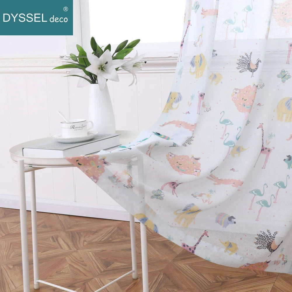 Rideau chambre enfant tulle animaux style européen - vue 4 sur 10