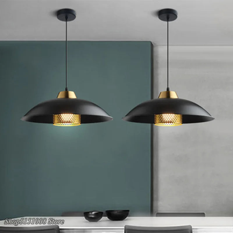 suspension moderne en fer style industriel vintage luminaires - vue 4 sur 6