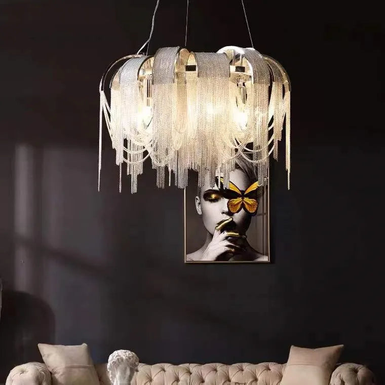 lustre postmodern luxe créatif gland aluminium pour hôtel - vue 6 sur 8