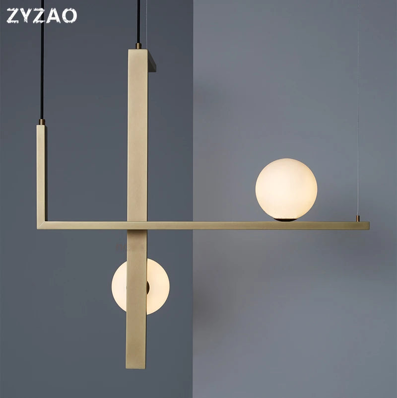suspension moderne en fer et verre pour décoration intérieure - vue 5 sur 9