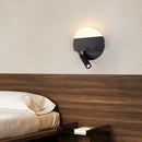 Minimalist ultra-slim indoor LED wall light with round spotlight switch, super bright for hotel or bedroom decor
