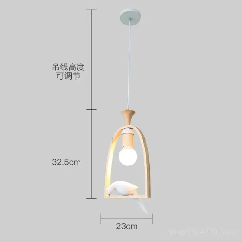 lustre en bois nordique créatif pour oiseaux chaleureux et romantique - vue 6 sur 6