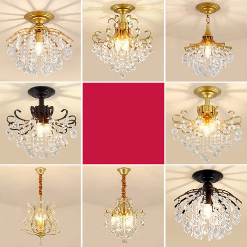 plafonnier led en cristal doré pour décoration moderne