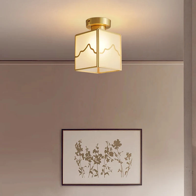 plafonnier en cuivre style chinois moderne pour café bar - vue 3 sur 6