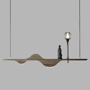 Solid wood pendant light modern zen style for creative lighting