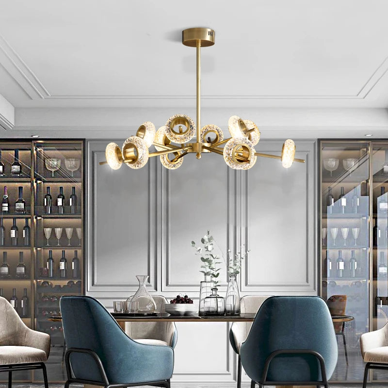 lustre de luxe en cuivre design minimaliste pour éclairage créatif - vue 6 sur 10