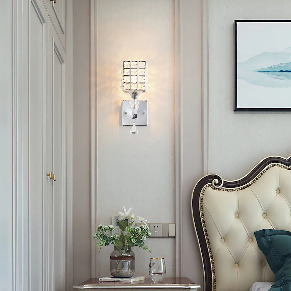 applique led moderne cristal intérieur salon chambre table chevet - vue 4 sur 8