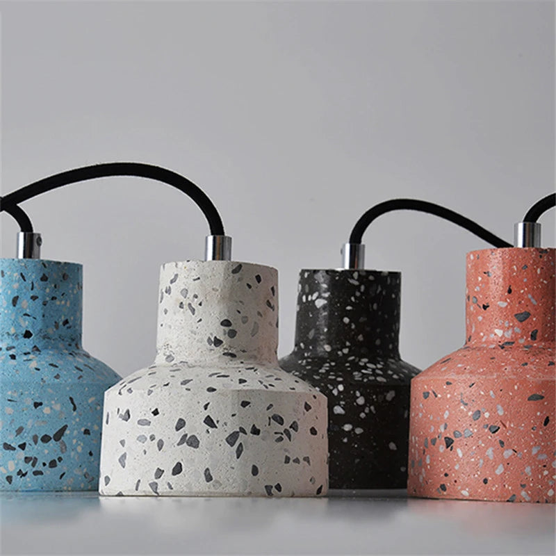 suspension moderne en terrazzo design nordique plusieurs couleurs led - vue 4 sur 28