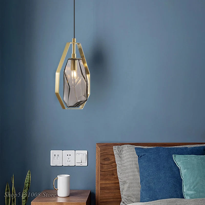 Suspension LED postmodernes en verre irrégulier - vue 5 sur 8