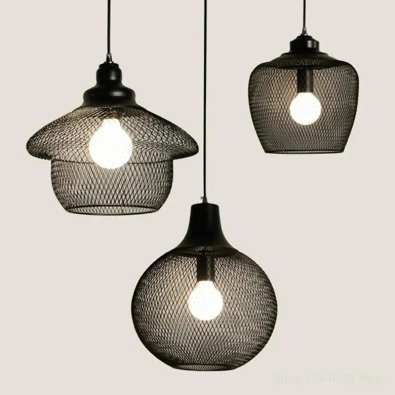 lustre cage à oiseaux style loft rétro en fer créatif minimaliste - vue 3 sur 18