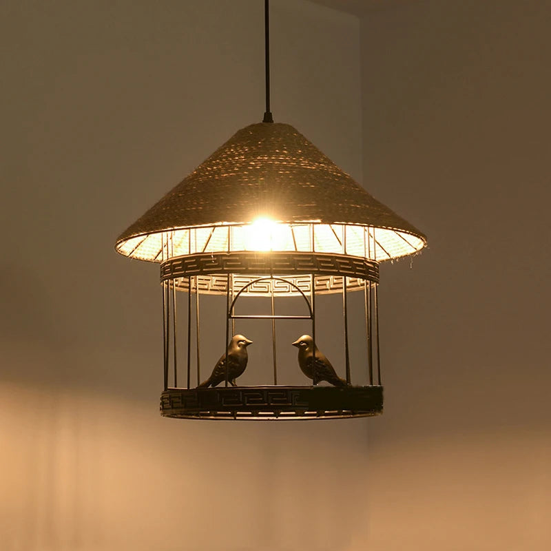 lustre suspension cage à oiseaux style industriel loft