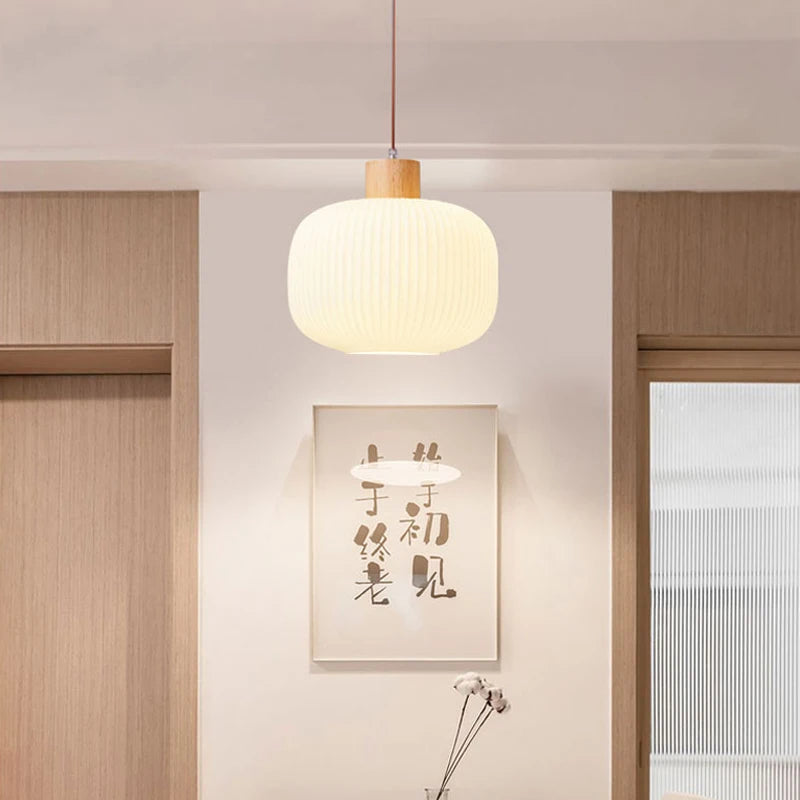 lustre style japonais rétro doux pour restaurant et auberge - vue 6 sur 9