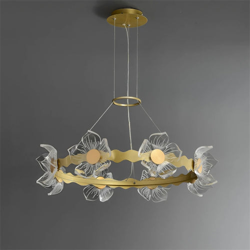 lustre moderne en forme de pétale avec éclairage led