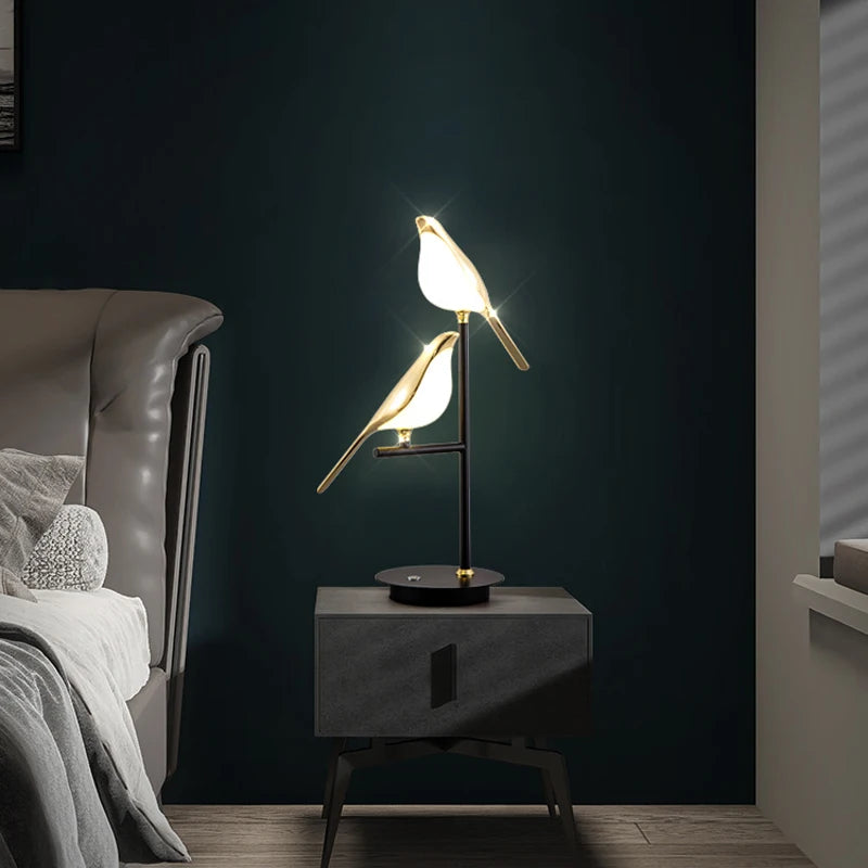 Nomi Lampadaire LED lampe oiseau postmoderne galvanoplastie doré jardin lecture chambre étude salon lampadaire de luxe - vue 5 sur 16