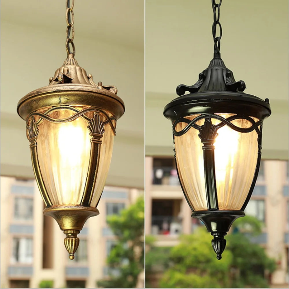 Lumière suspendue extérieure américaine pour Restaurant balcon Bar hôtel pavillon galerie lampe rétro rétro étanche lustre lumière