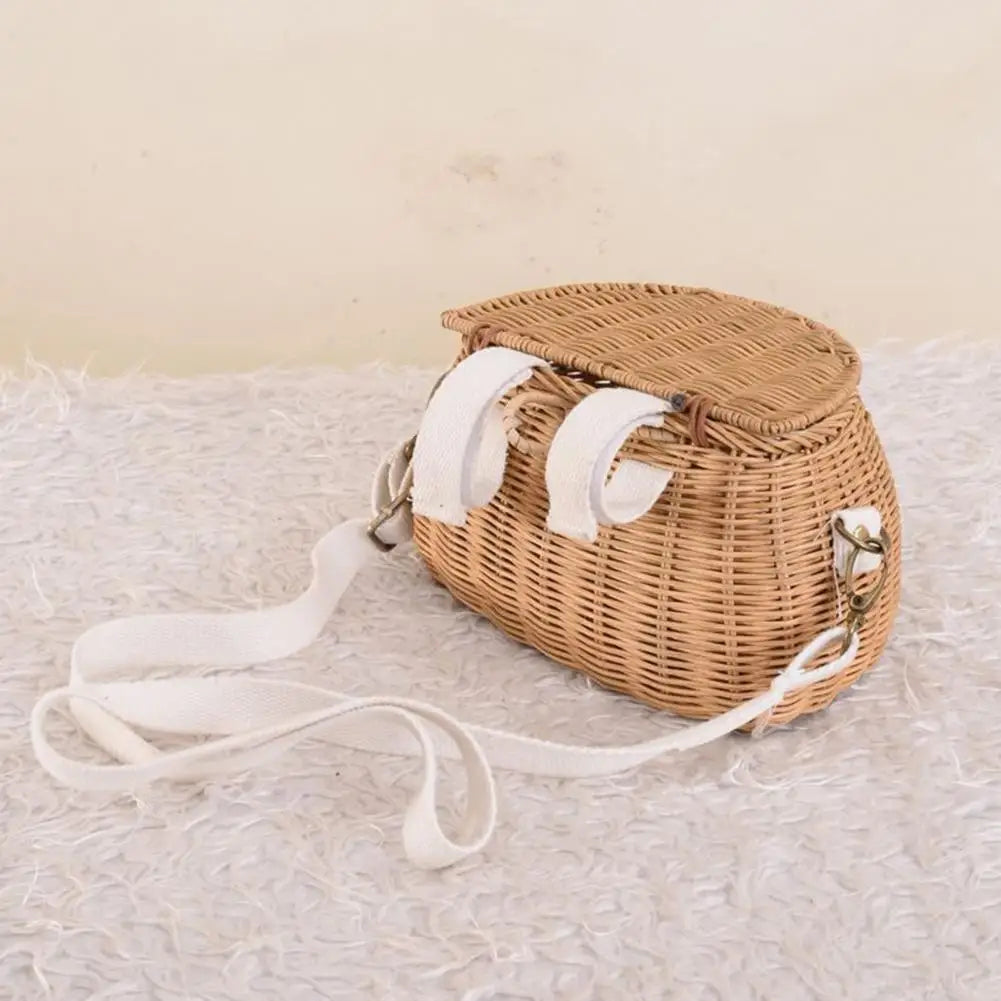 panier arrière pour vélo tricycle scooter en bambou et rotin tissé - vue 6 sur 7