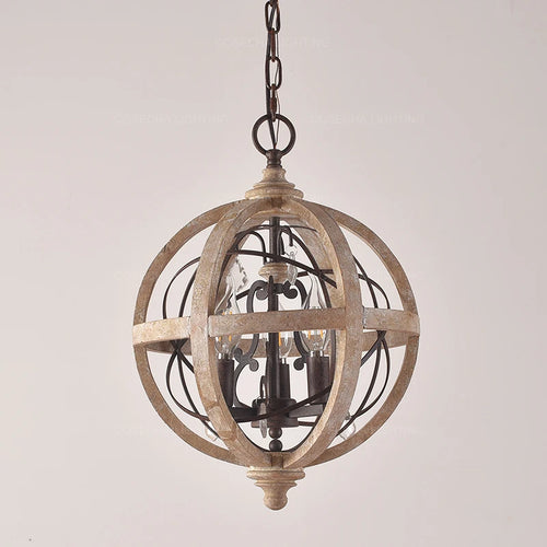 Lustre globe en bois Antique Sphère - vue 8 sur 10