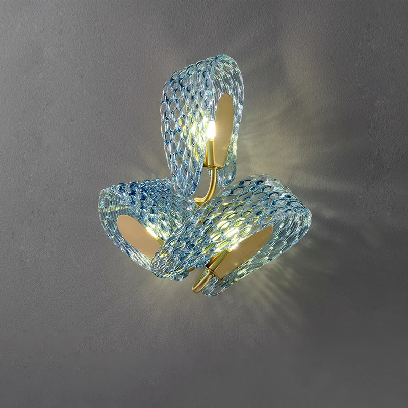lustre art déco en cuivre et bleu pour intérieur élégant - vue 7 sur 21