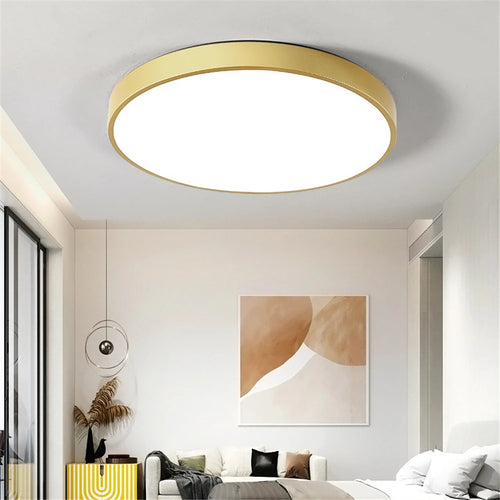 Ultra-mince 5 cm Or LED Plafonnier Moderne Rond Montage En Surface Plafonnier Panneau Lampe Télécommande Lumière Pour Foyer Chambre - vue 9 sur 9