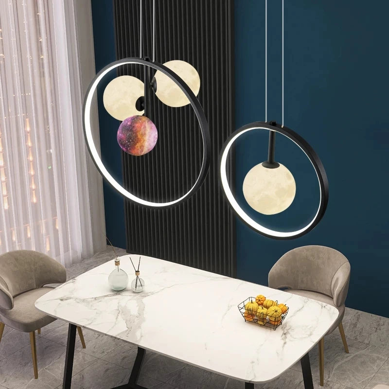 suspension luminaire led moderne fer nordique pour table à manger - vue 5 sur 12