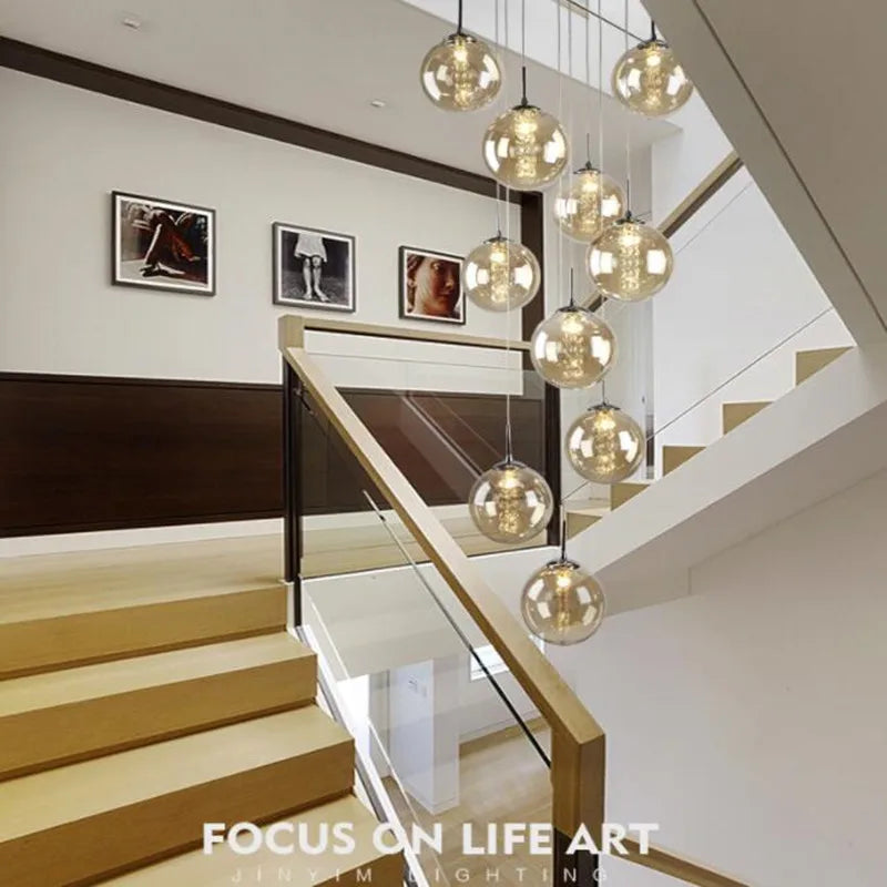 suspension en verre design pour escalier moderne à LED - vue 5 sur 17