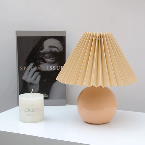 Lampe plissée bois rotin moderne LED bureau et table - vue 20 sur 21