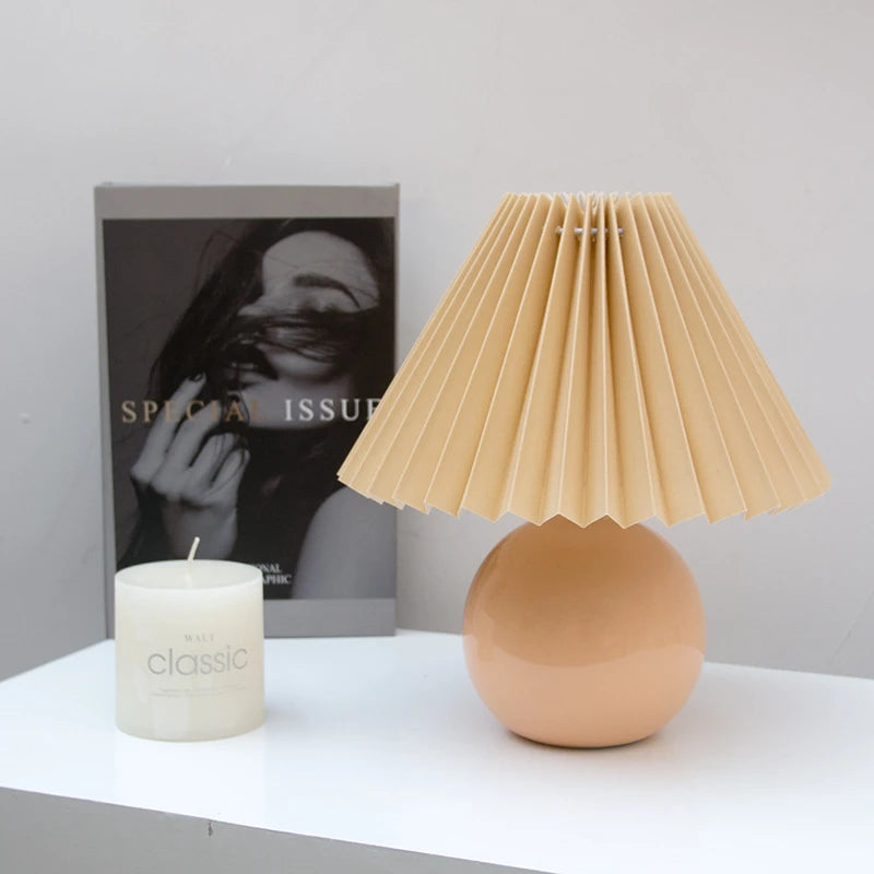 Lampe plissée bois rotin moderne LED bureau et table - vue 19 sur 21