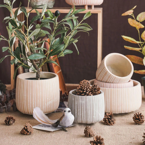 moule en silicone pour pots de fleurs à rayures