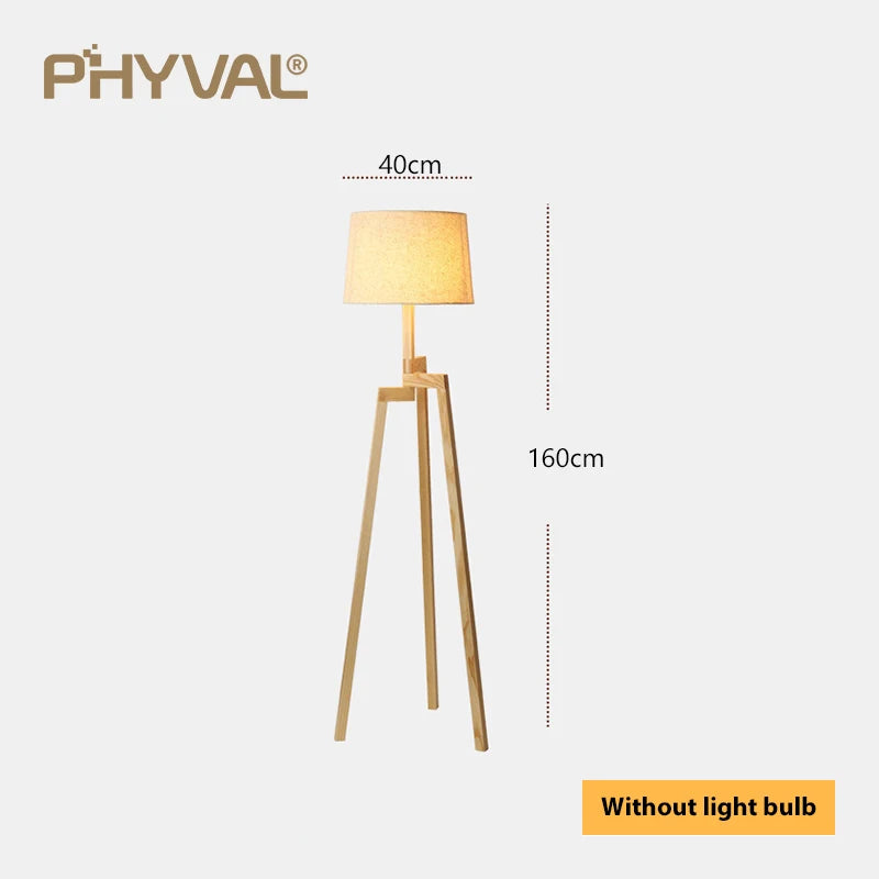 Lampadaire Nordique bois sur pied tissu interrupteur - vue 8 sur 17
