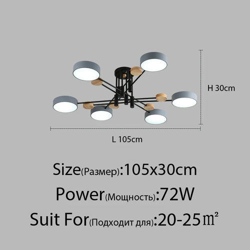 Contemporary nordic LED chandelier in minimalist wrought iron - vue 13 sur 15
