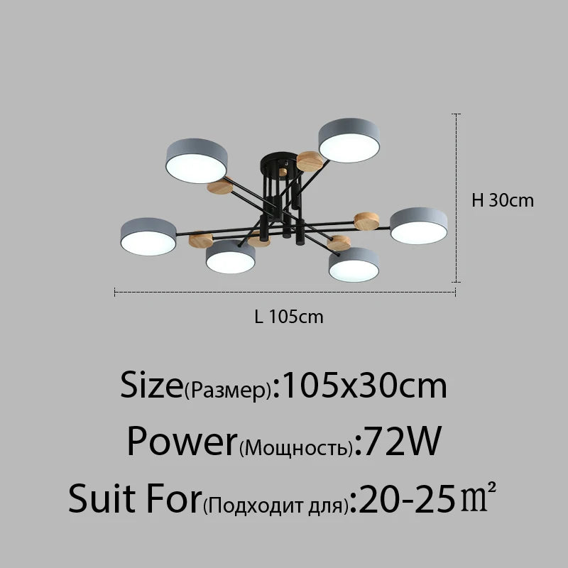 Contemporary nordic LED chandelier in minimalist wrought iron - vue 12 sur 15
