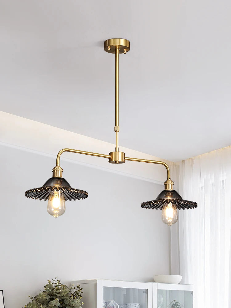 All copper dining room, simple table lamp, modern retro, nostalgic, Nordic porch, coffee shop, American style country Chandelier - vue 3 sur 8