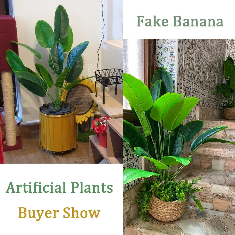 plantes tropicales bananier artificiel avec feuilles de palmier décoratives - vue 7 sur 10