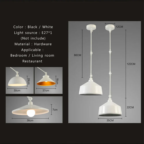 Modern minimalist wrought iron pendant light - vue 4 sur 27