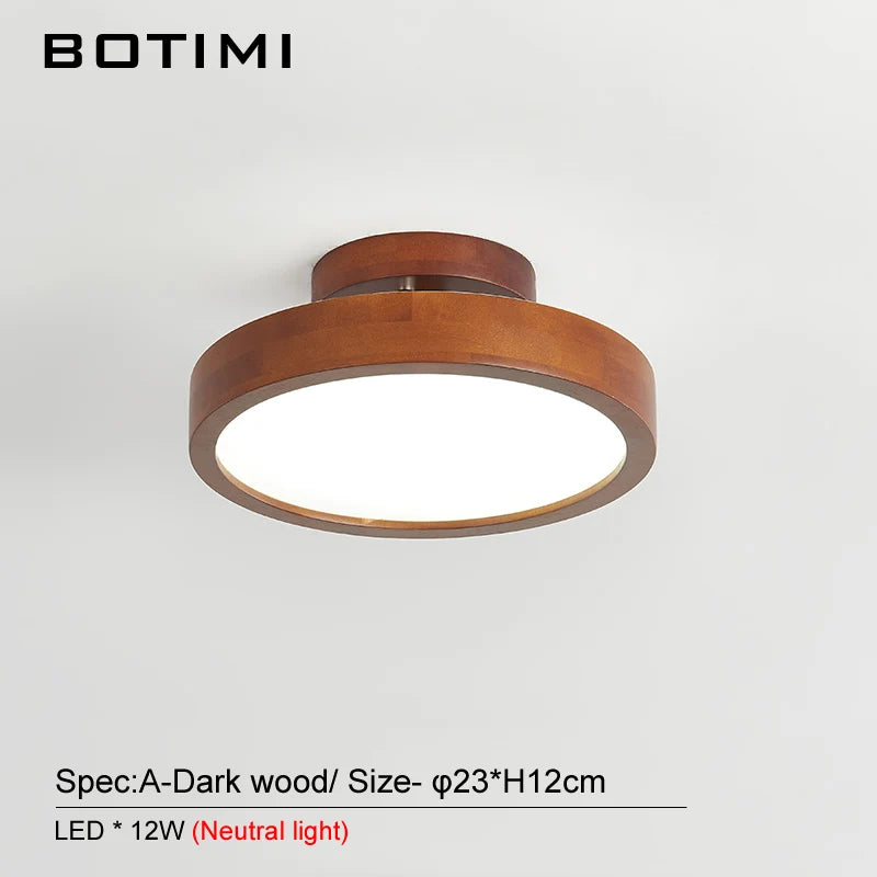 Plafonnier rond japonais en bois naturel - vue 7 sur 9