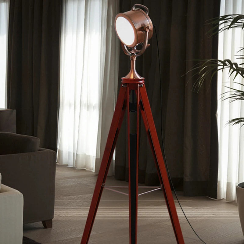 American style retro industrial wind, personality, creativity, bedroom, living room, study, Navy, modern three tripod floor lamp - vue 3 sur 6