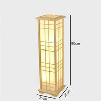 lampadaire carré en chêne massif style tatami japonais led