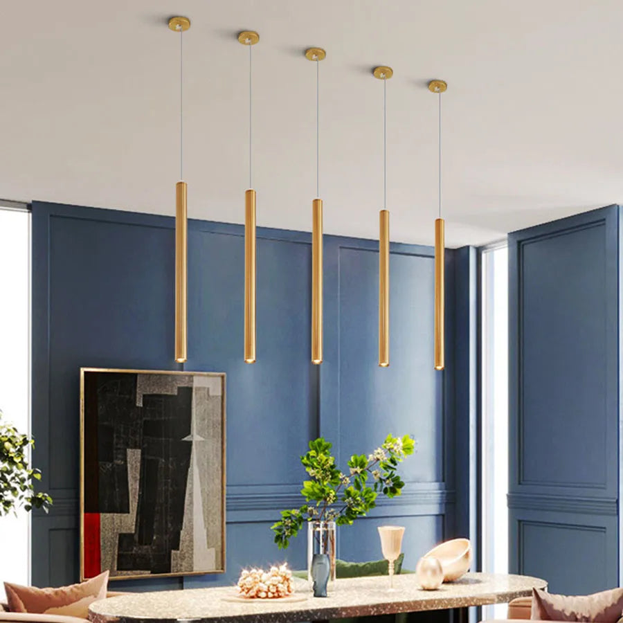 Cylindre Long Tube suspension LED lumières magasin Bar comptoir île suspension lampe fond salle à manger restaurant suspension lumière - vue 5 sur 12