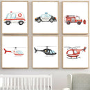 décoration murale camion de pompiers ambulance et avion pour enfants