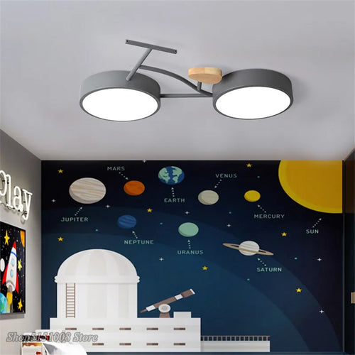 Plafonnier LED nordique 3 couleurs température vélo plafonnier pour enfants chambre enfants chambre de bébé vert blanc gris luminaire