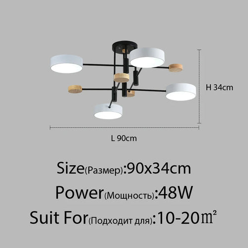 Contemporary nordic LED chandelier in minimalist wrought iron - vue 15 sur 15
