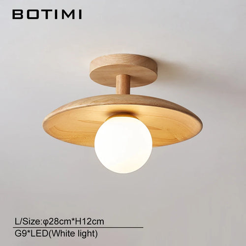 Plafonnier rond en bois arrondi design scandinave - vue 11 sur 11