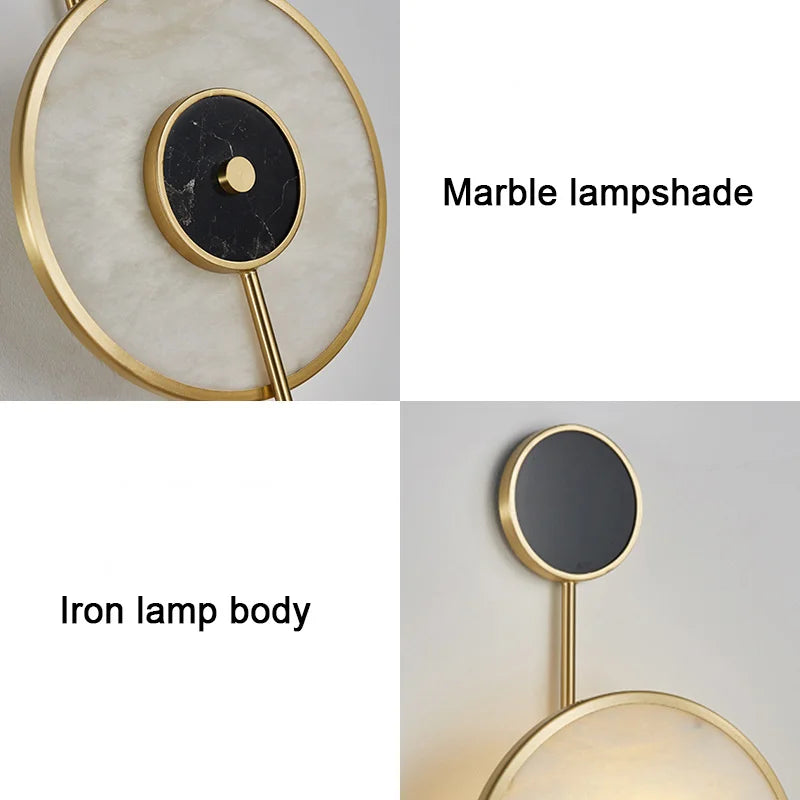 applique murale led design nordique en marbre décoratif et créatif - vue 8 sur 7