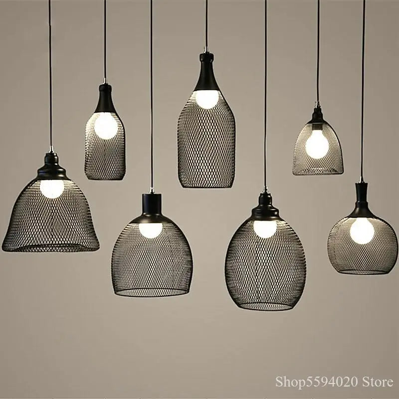 lustre cage à oiseaux style loft rétro en fer créatif minimaliste - vue 2 sur 18