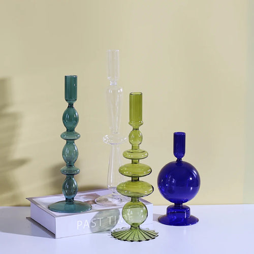 Nordic Glass candle holders, romantic Dinner home decoration, candlestick for birthday wedding, candle holder portavelas decor - vue 4 sur 31