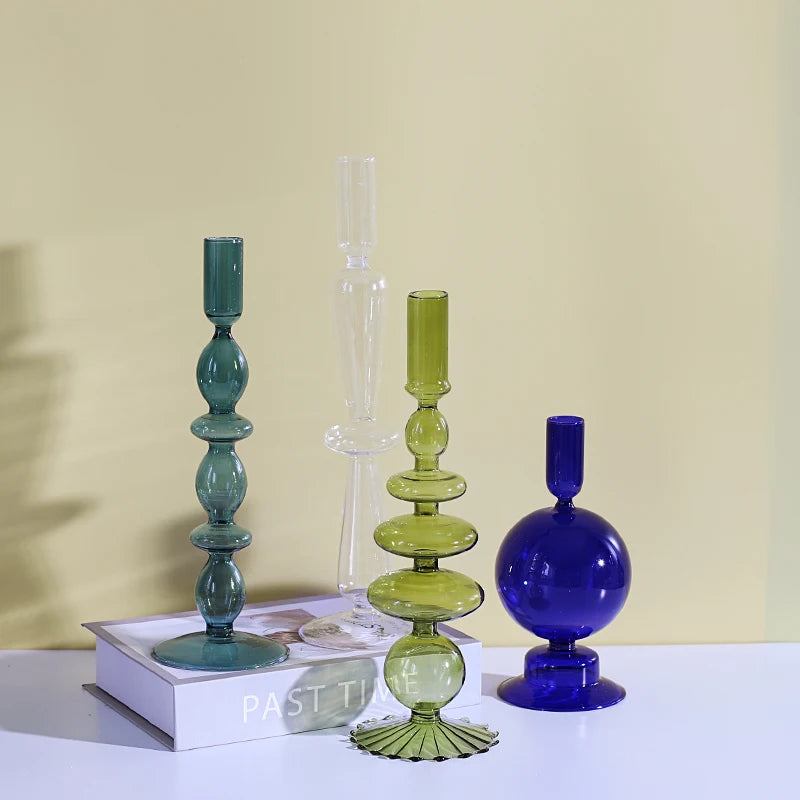 Nordic Glass candle holders, romantic Dinner home decoration, candlestick for birthday wedding, candle holder portavelas decor - vue 3 sur 31